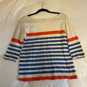 Striped Shirt in White/Blue/Orange from Anthropologie.